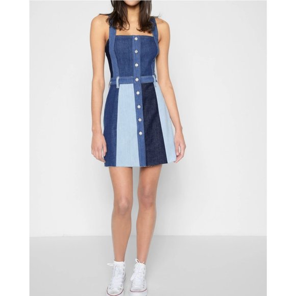 7 For All Mankind Patchwork A Line Dress In Patchwork Found, L NWT - Picture 2 of 10